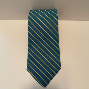 Vtg Polo By Ralph Lauren Tie Striped Blue/Yellow 100% Silk